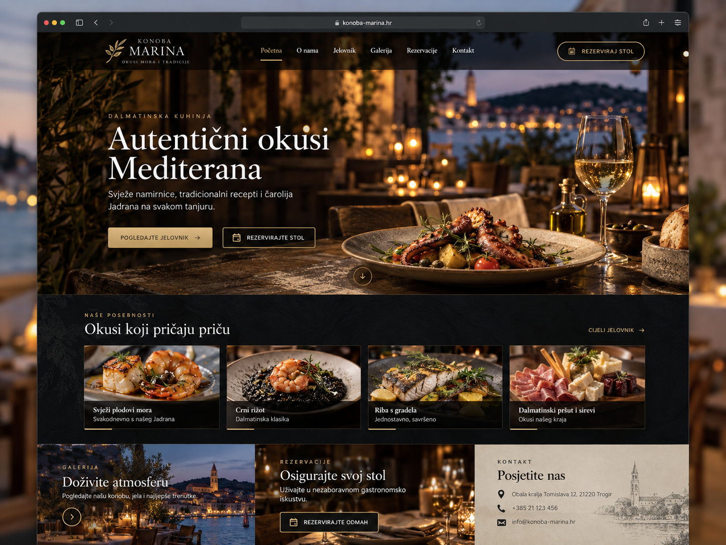 Primjer elegantne web stranice za restoran